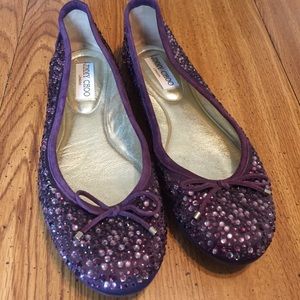 Jimmy Choo Purple Rhinestone Flats